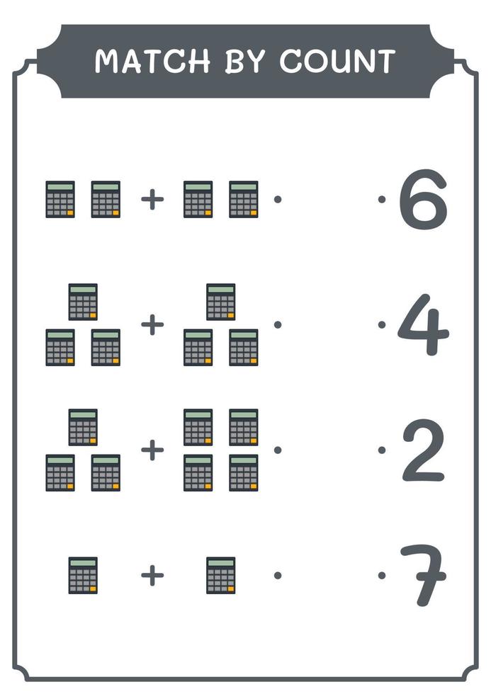 Match by count of Calculator, game for children. Vector illustration, printable worksheet