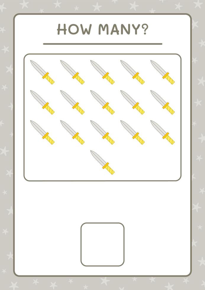 How many Sword, game for children. Vector illustration, printable worksheet