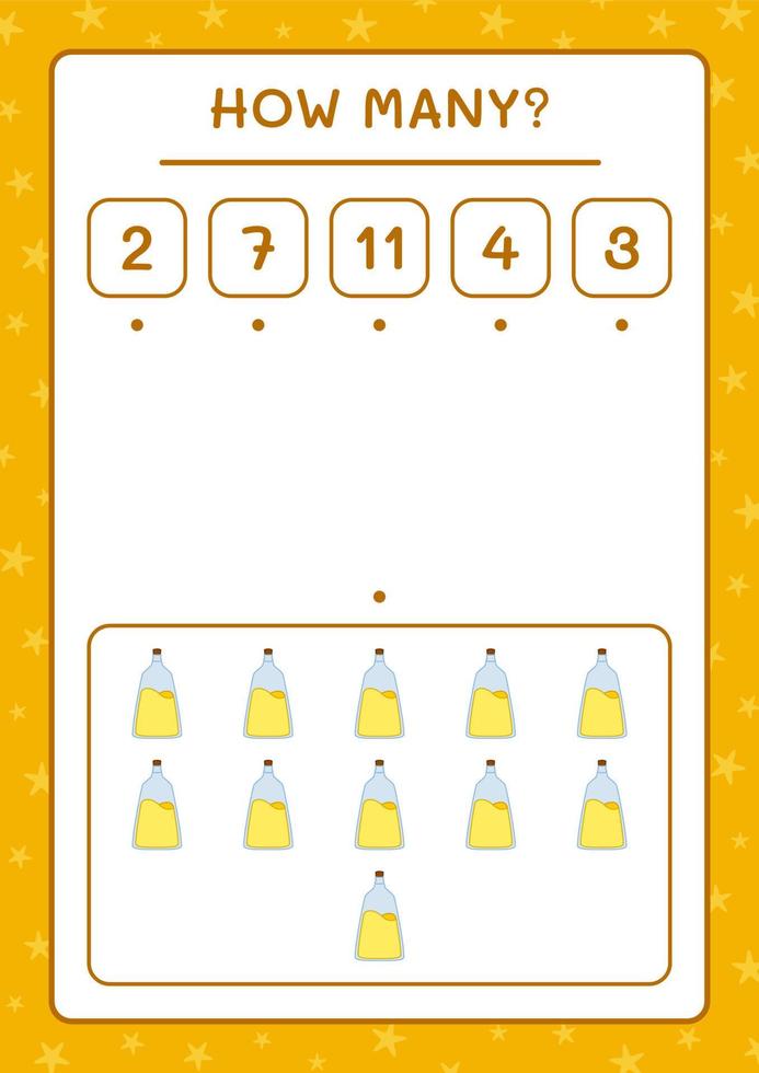 How many Potion Bottle, game for children. Vector illustration, printable worksheet