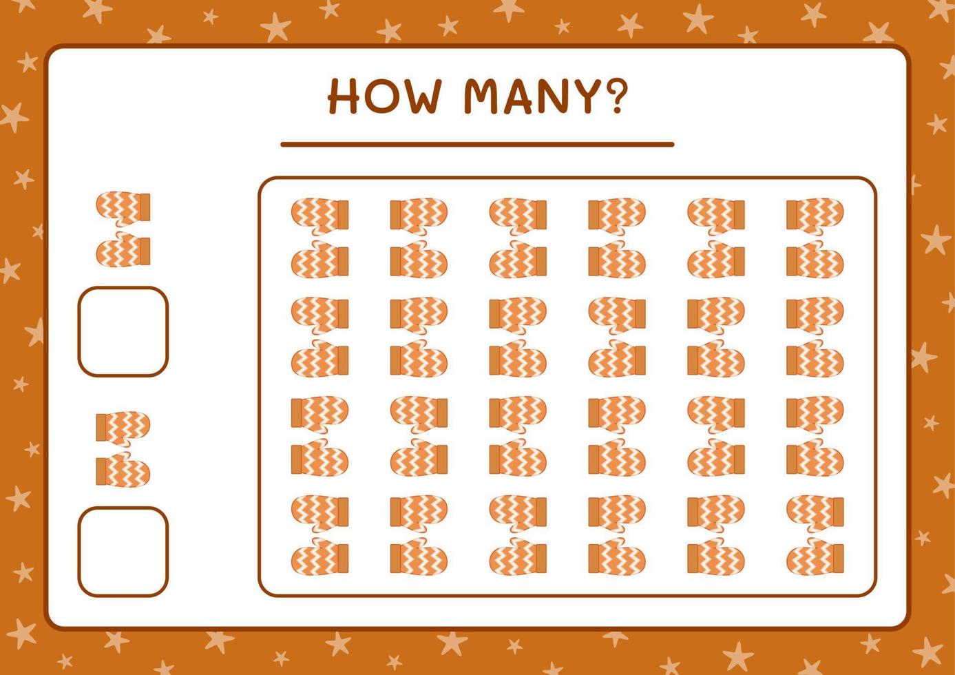 How many winter mittens, game for children. Vector illustration, printable worksheet