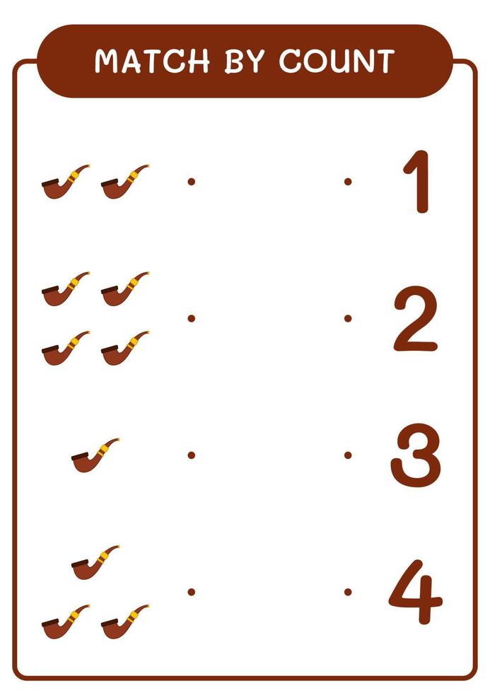 Match by count of Smoking pipe, game for children. Vector illustration, printable worksheet