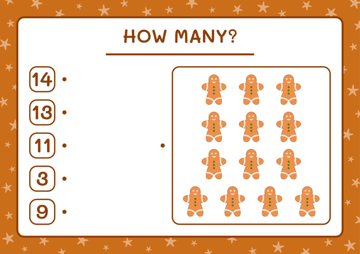 How many gingerbread cookie, game for children. Vector illustration, printable worksheet