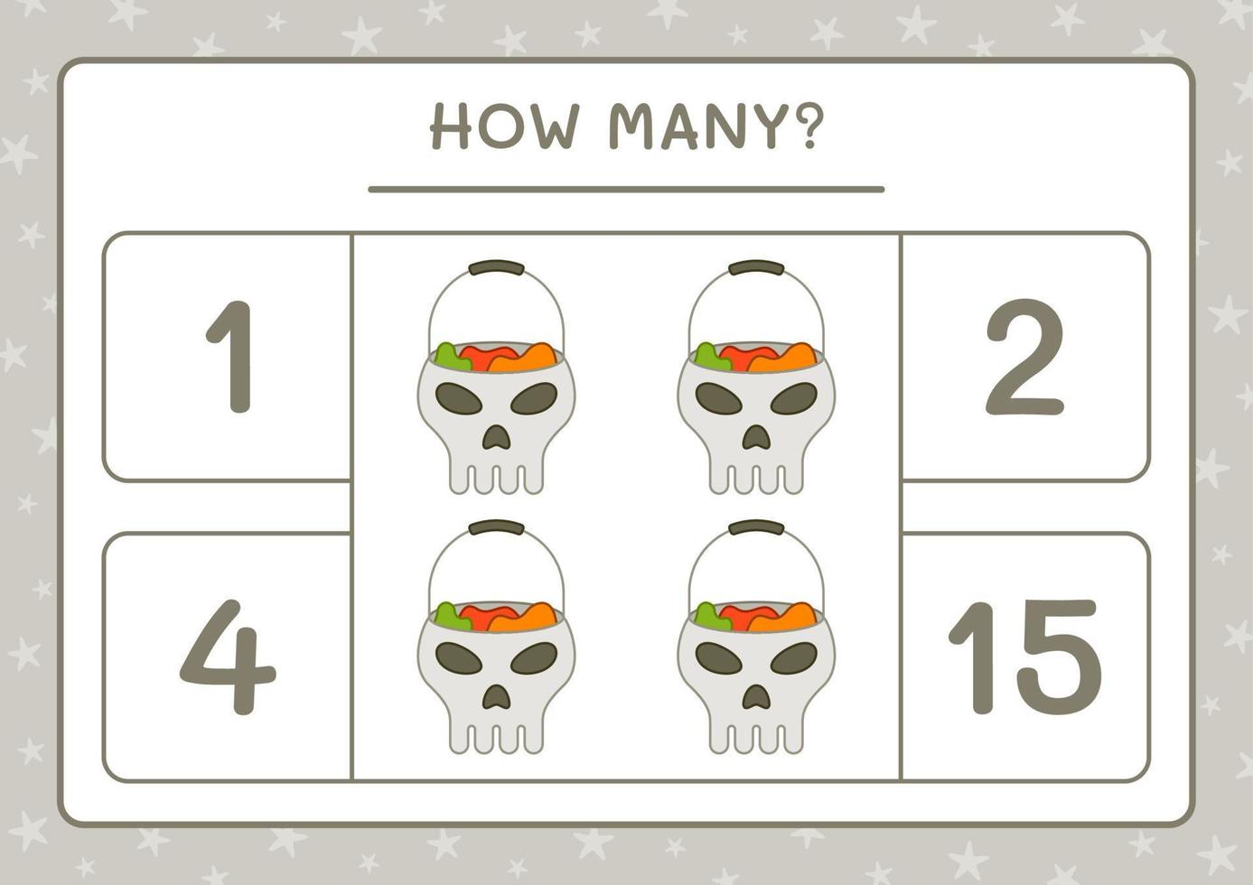 How many Skull, game for children. Vector illustration, printable worksheet