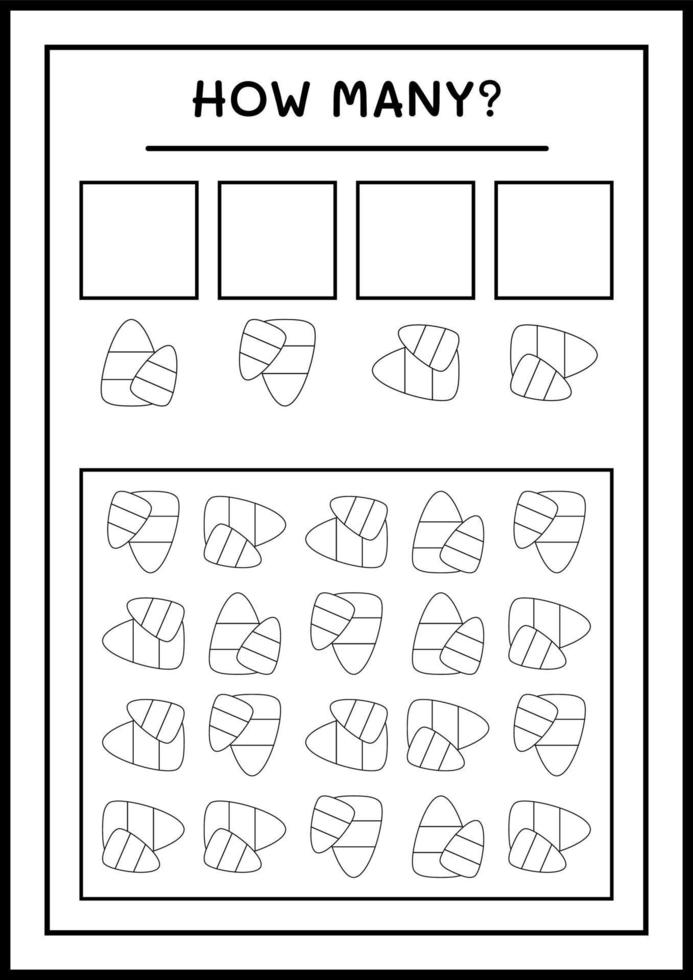 How many Candy, game for children. Vector illustration, printable worksheet