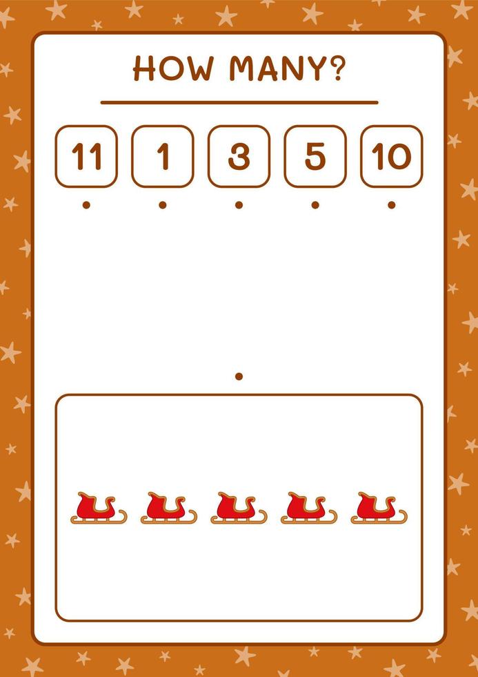 How many santa claus sleigh, game for children. Vector illustration, printable worksheet