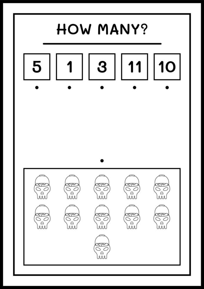 How many Skull, game for children. Vector illustration, printable worksheet