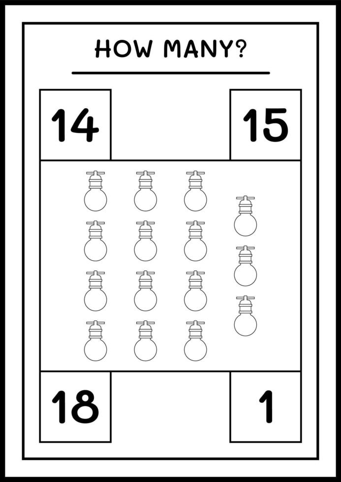 How many christmas light, game for children. Vector illustration, printable worksheet