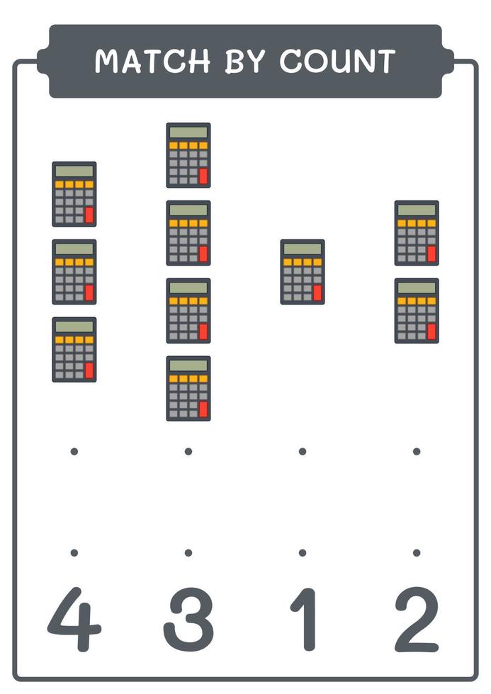 Match by count of Calculator, game for children. Vector illustration, printable worksheet