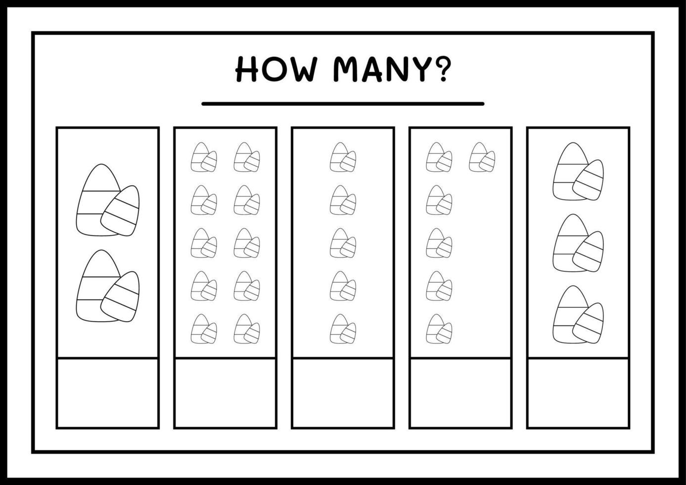 How many Candy, game for children. Vector illustration, printable worksheet
