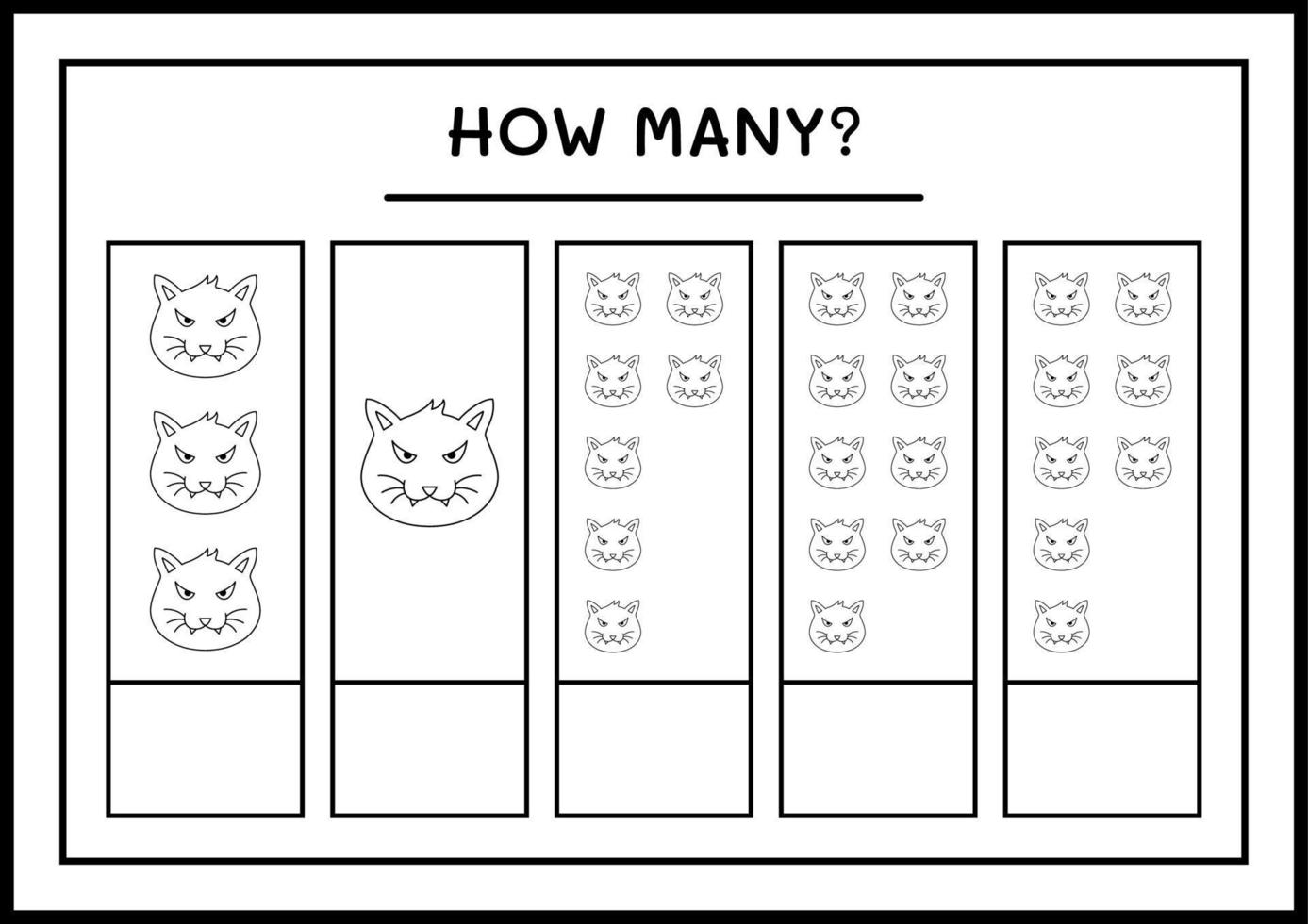 How many Cat, game for children. Vector illustration, printable worksheet
