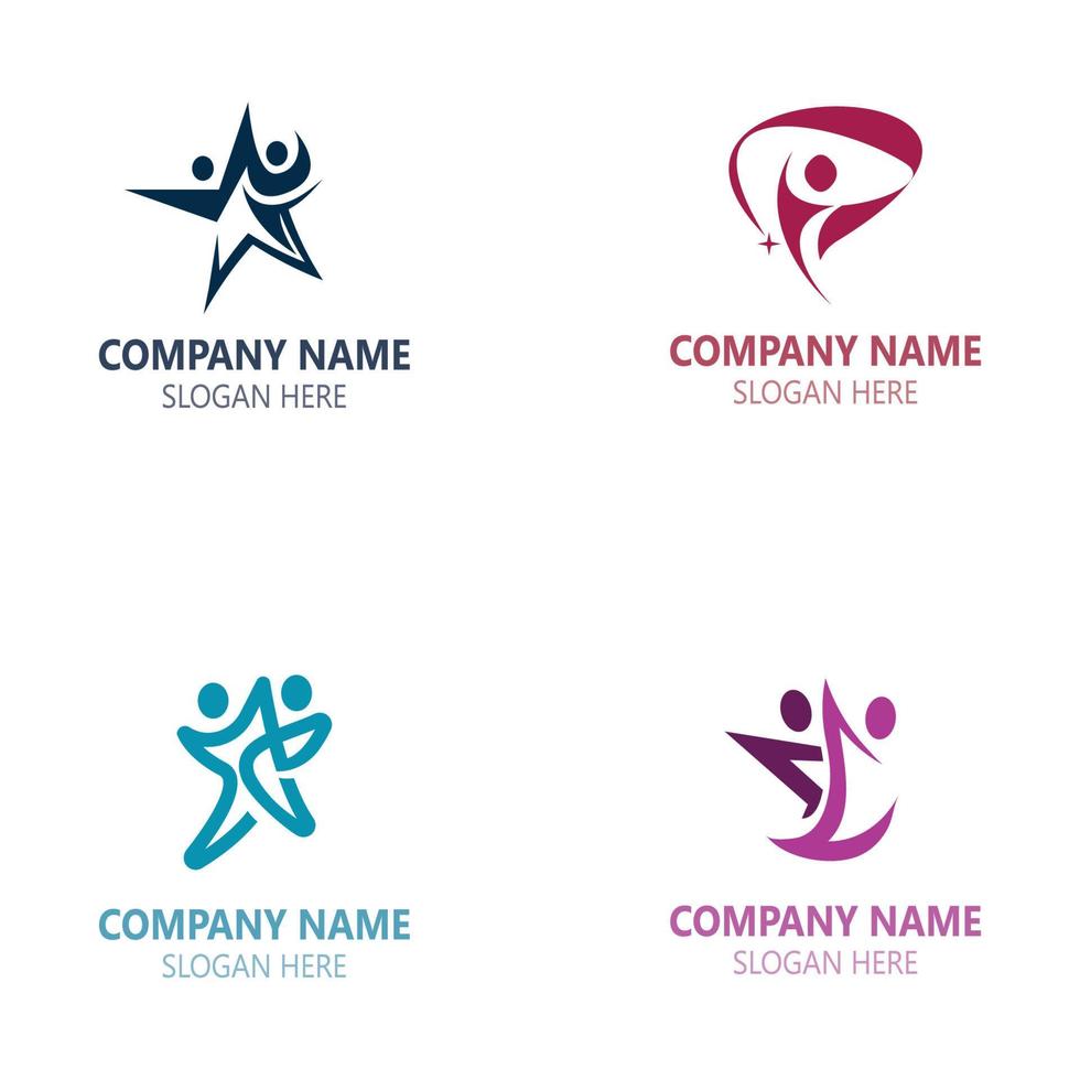 People Star logo design concept combination template vector