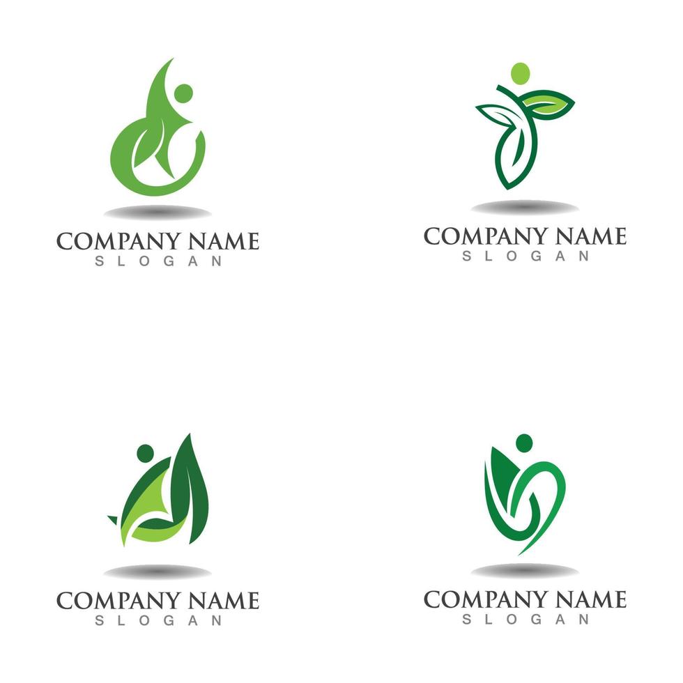 People leaf wellness logo abstract nature design Vector
