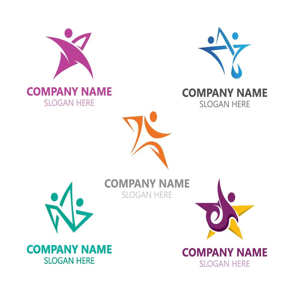 People Star logo design concept combination template vector