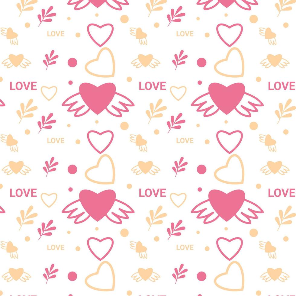 Cute love pattern vector on a pink background. Seamless abstract pattern decoration with love shapes and dots. Valentine's day pattern background for book cover and wallpapers.