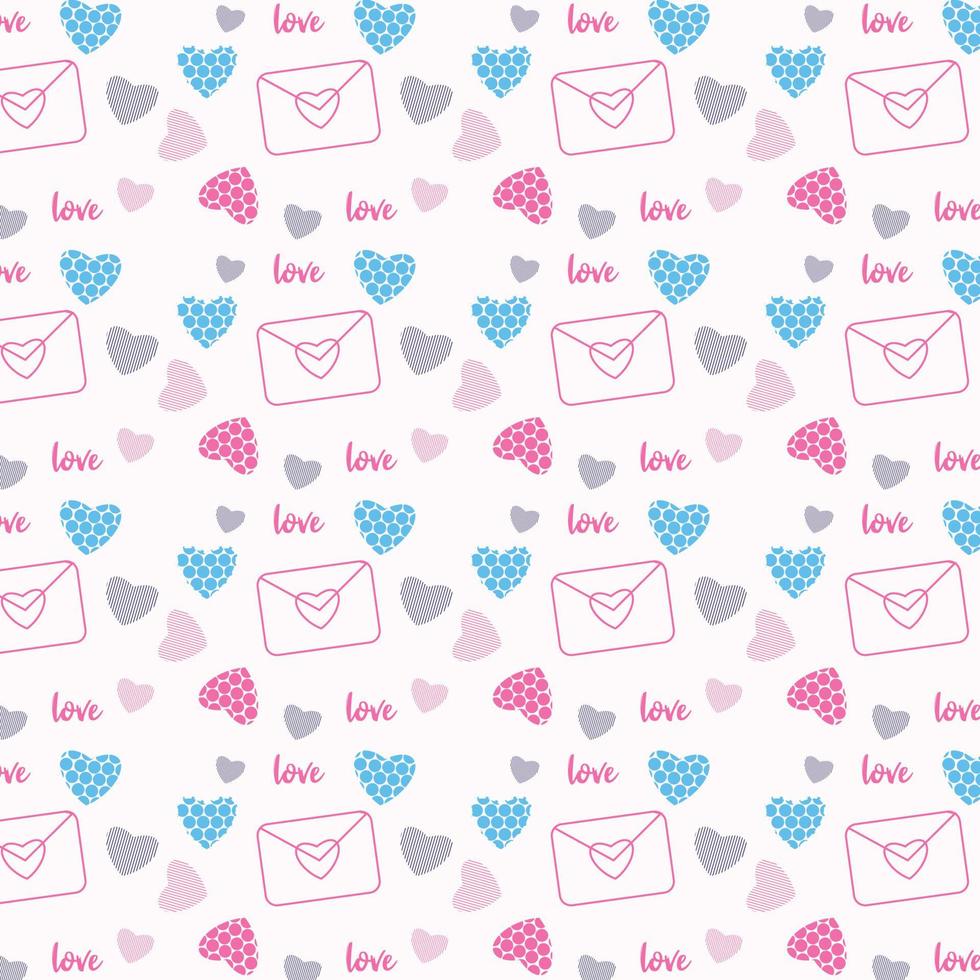 Love letter pattern texture with text effect on a white background. Valentine's day special seamless pattern design with love shapes. Love endless pattern decoration for bed sheets and wallpapers. vector