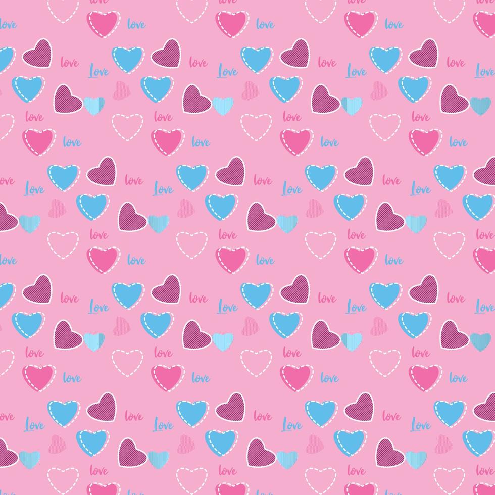 Seamless doodle style heart shaped pattern for valentine's day. Cute heart shape endless pattern design with pink background. Love pattern vector for wallpaper and background.
