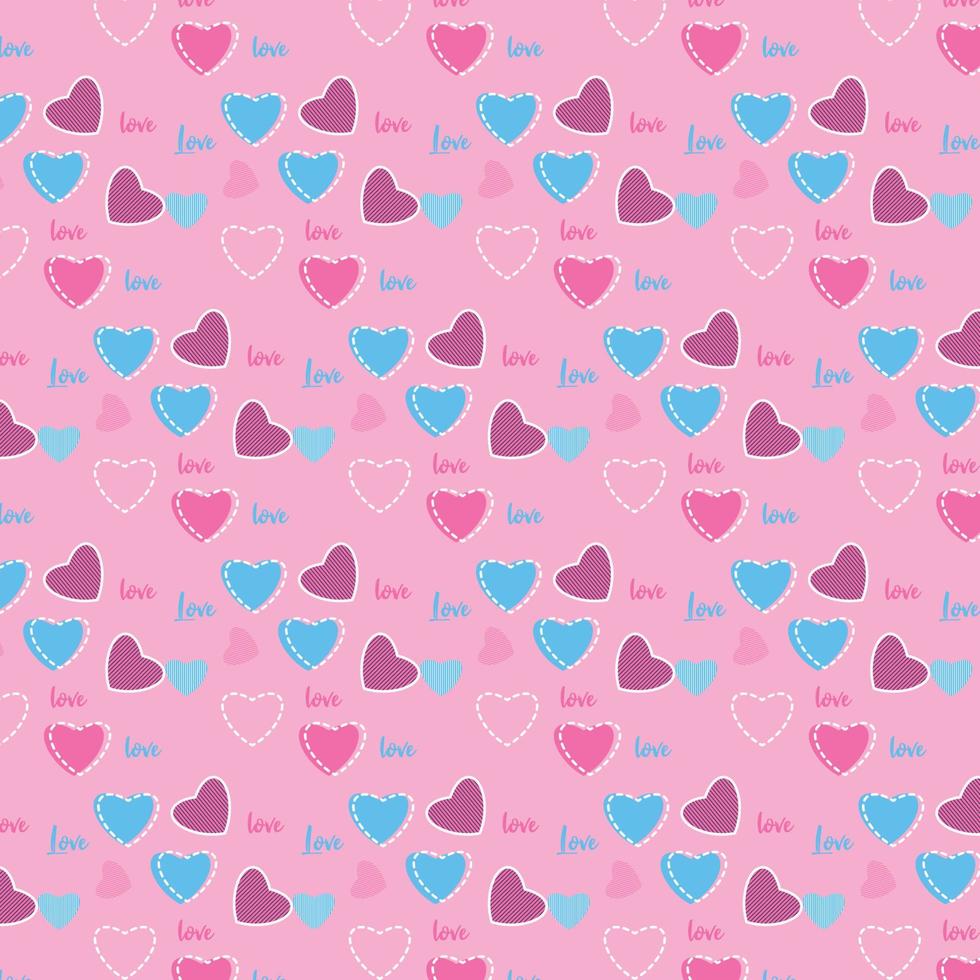 patrón en forma de corazón estilo garabato sin costuras para el día de san valentín. lindo diseño de patrones sin fin en forma de corazón con fondo rosa. vector de patrón de amor para fondo de pantalla y fondo.