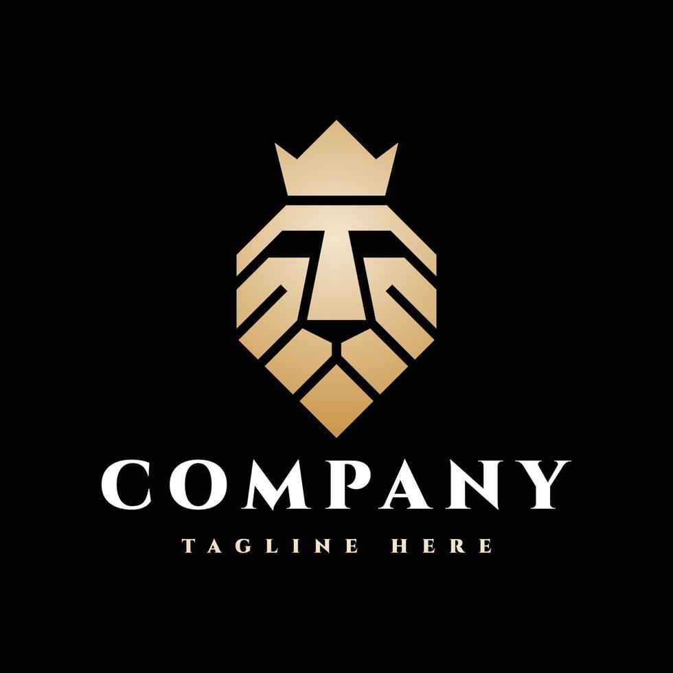 luxury and elegant royal lion king crown logo design vector