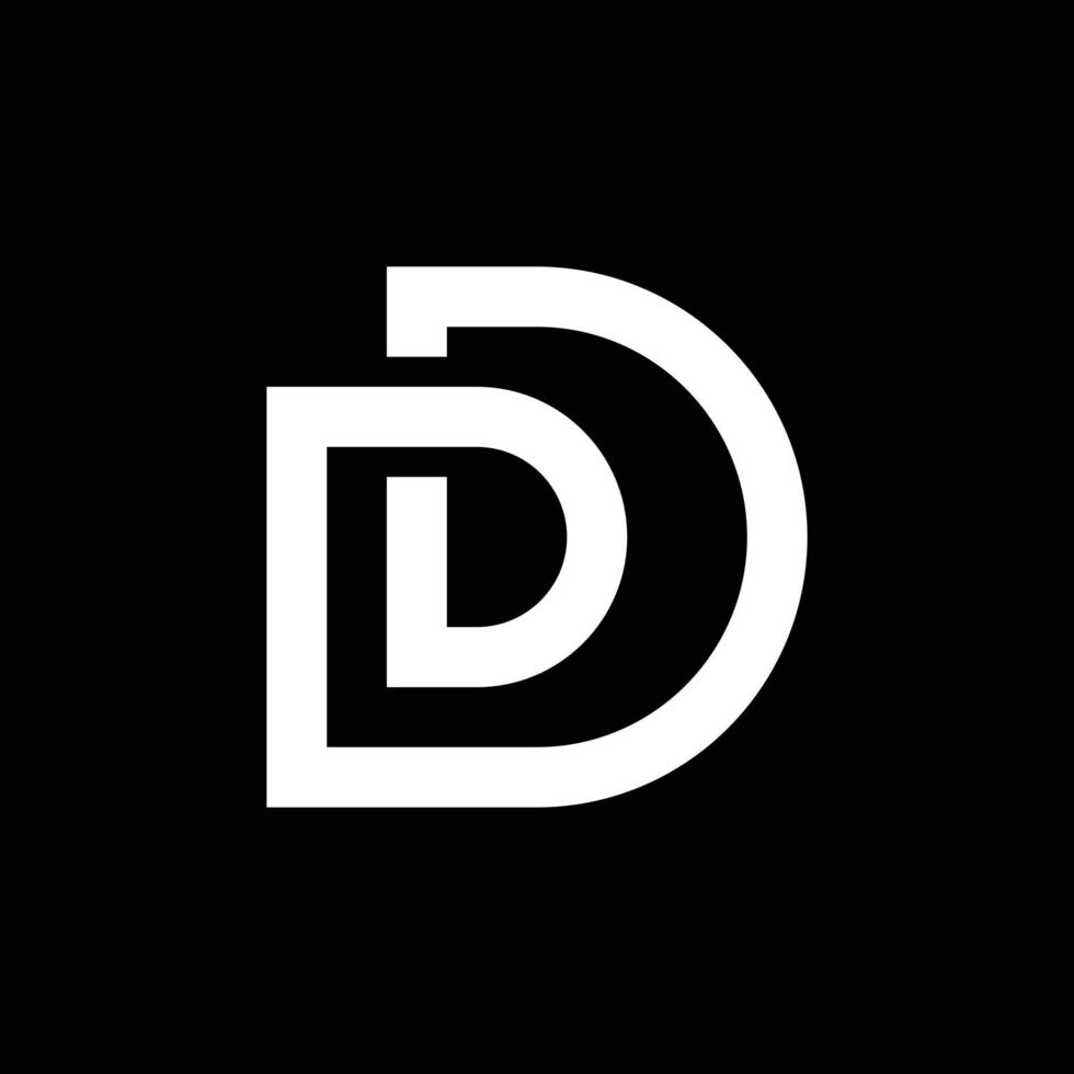 letra d moderna con diseño de logotipo de línea superpuesta vector