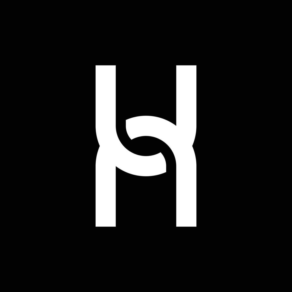 Modern letter H with overlapping line logo design vector