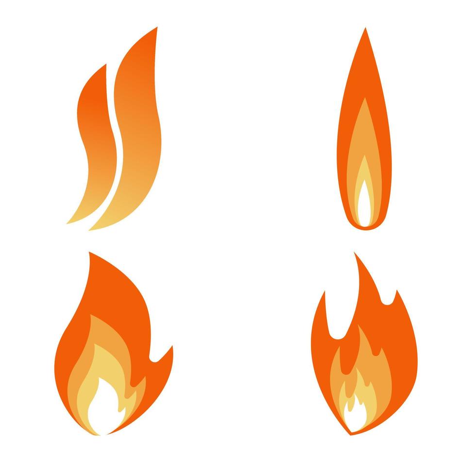 Fire flame icon set. Gas and energy concept. Vector illustration.