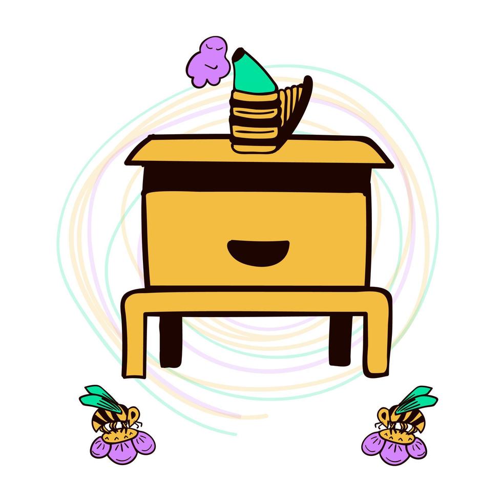 Composition on beekeeping theme vector