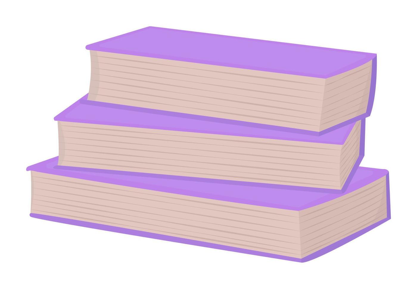 Stack of three purple books vector