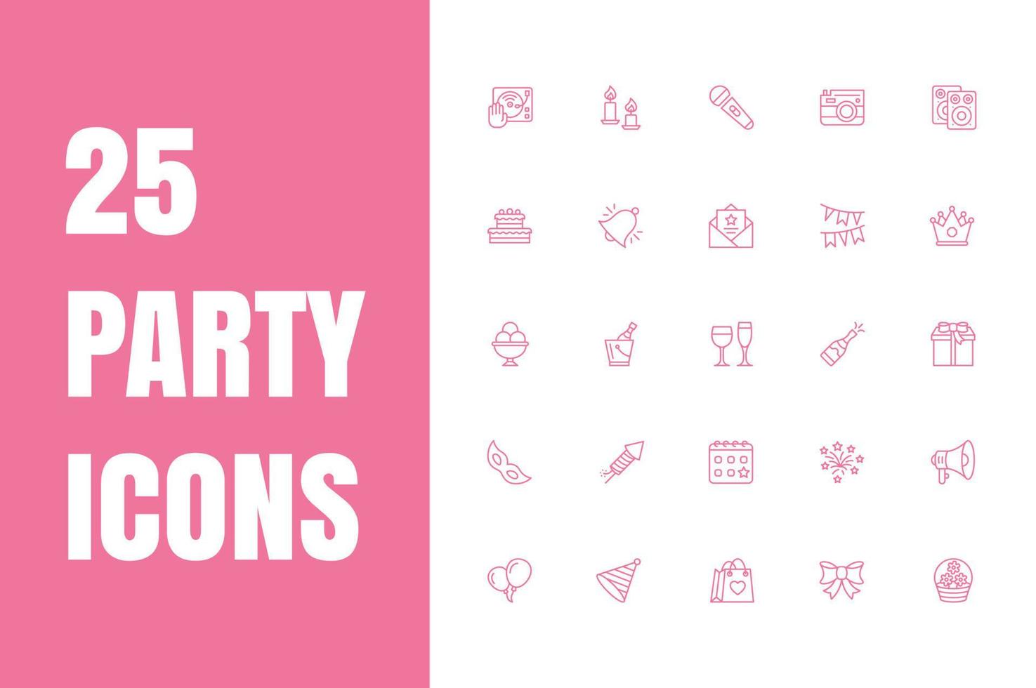 minimal party icons set vector illustration.