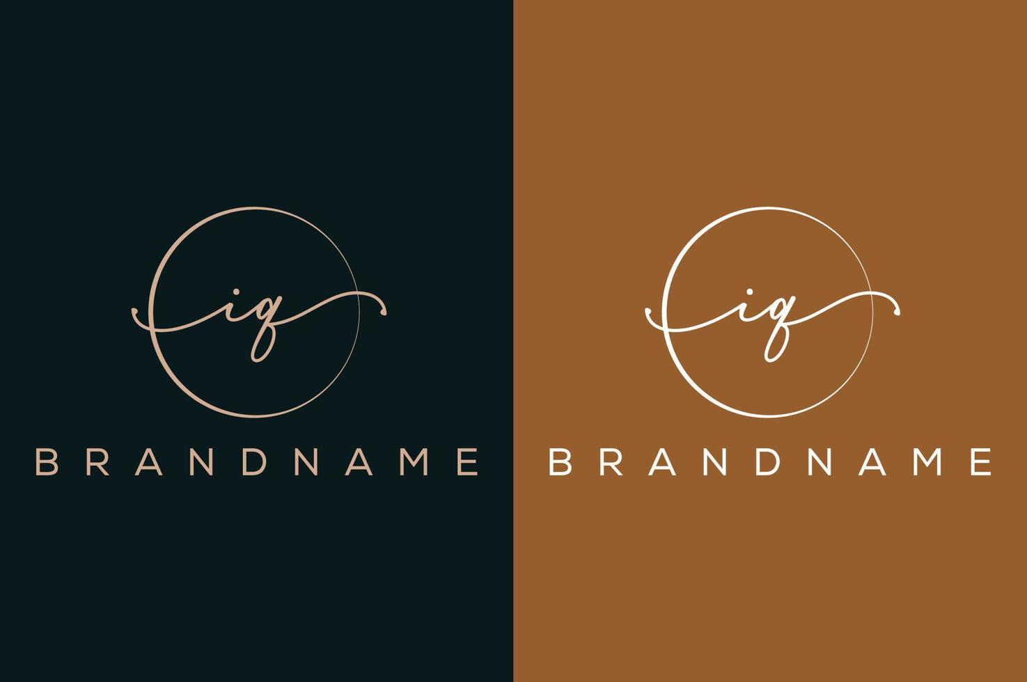 IQ   I Q hand drawn logo of initial signature, fashion, jewelry, photography, boutique, script, wedding, floral and botanical creative vector logo template for any company or business.