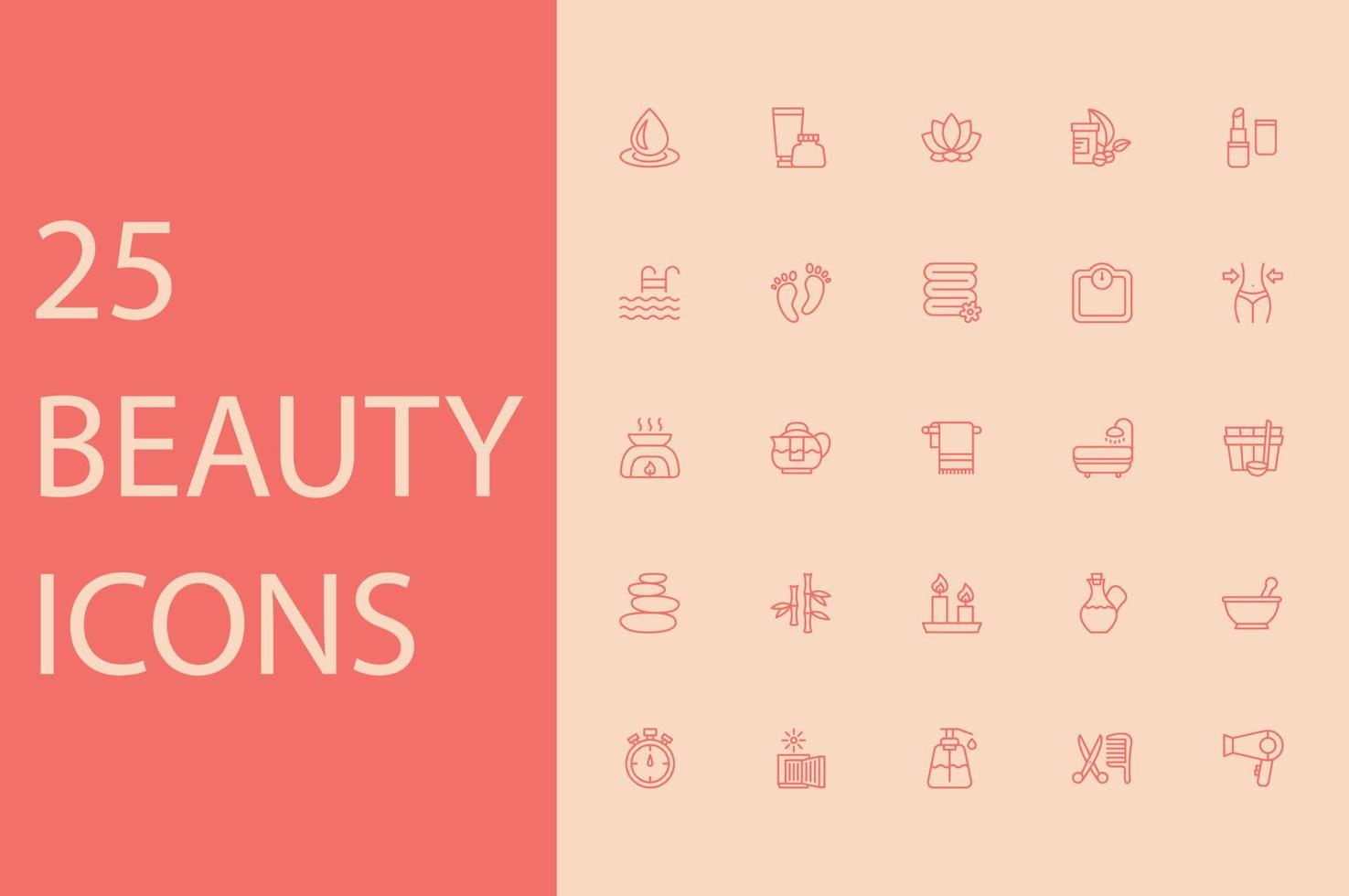 conjunto de iconos de belleza mínima ilustración vectorial. vector