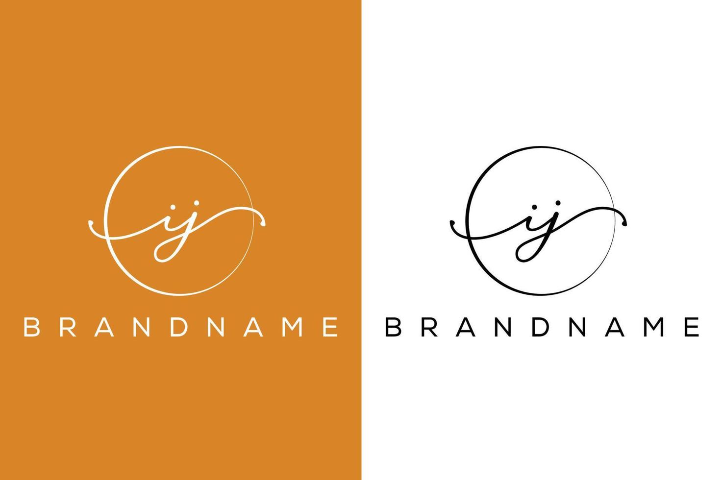 I J IJ hand drawn logo of initial signature, fashion, jewelry, photography, boutique, script, wedding, floral and botanical creative vector logo template for any company or business.