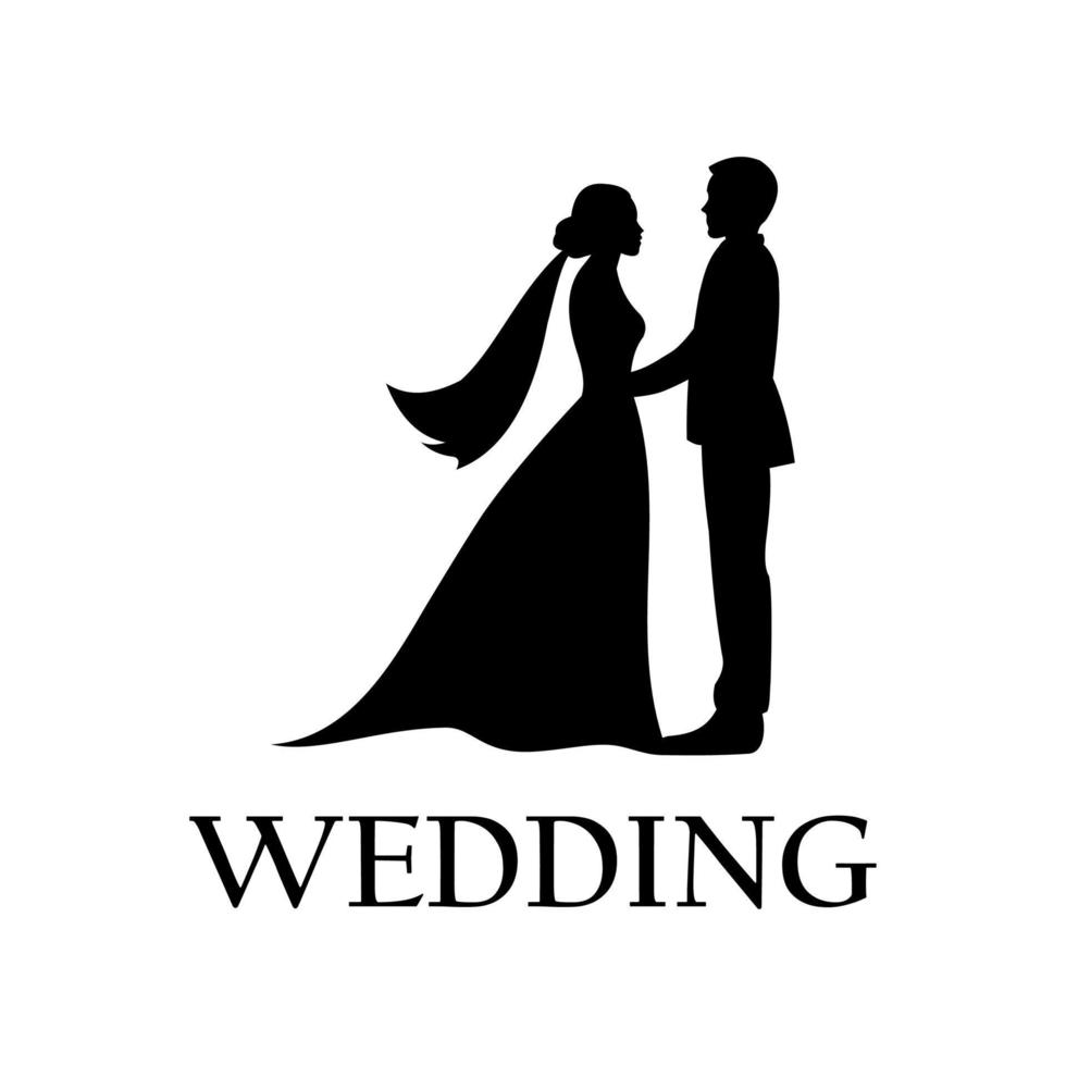 wedding couple silhouette vector