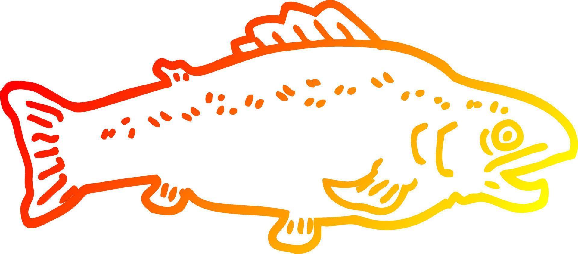 warm gradient line drawing cartoon large fish vector