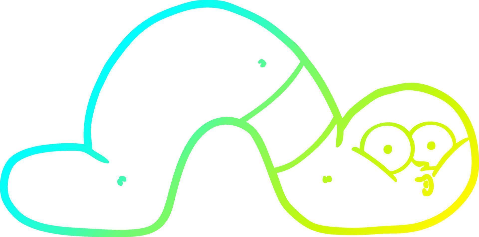 cold gradient line drawing cartoon worm vector