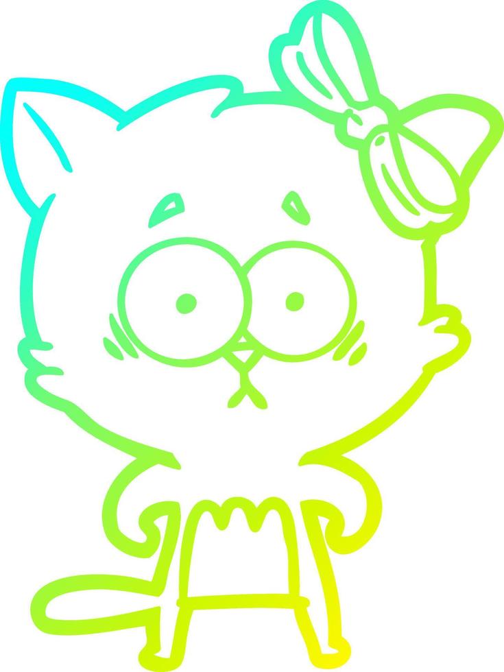 cold gradient line drawing cartoon cat vector