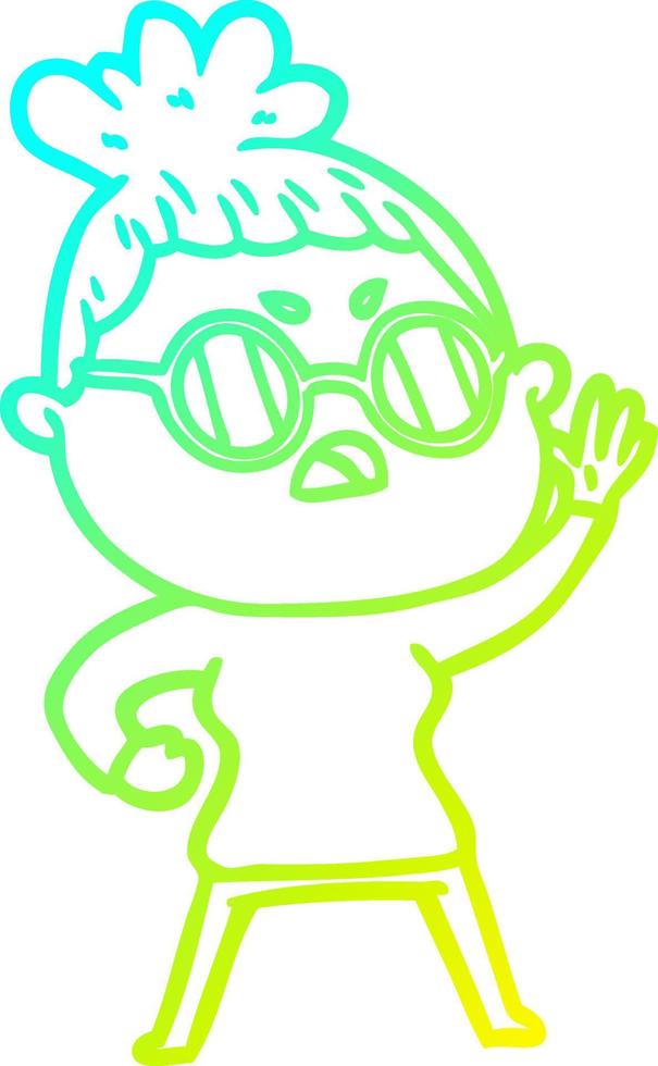 cold gradient line drawing cartoon annoyed woman vector