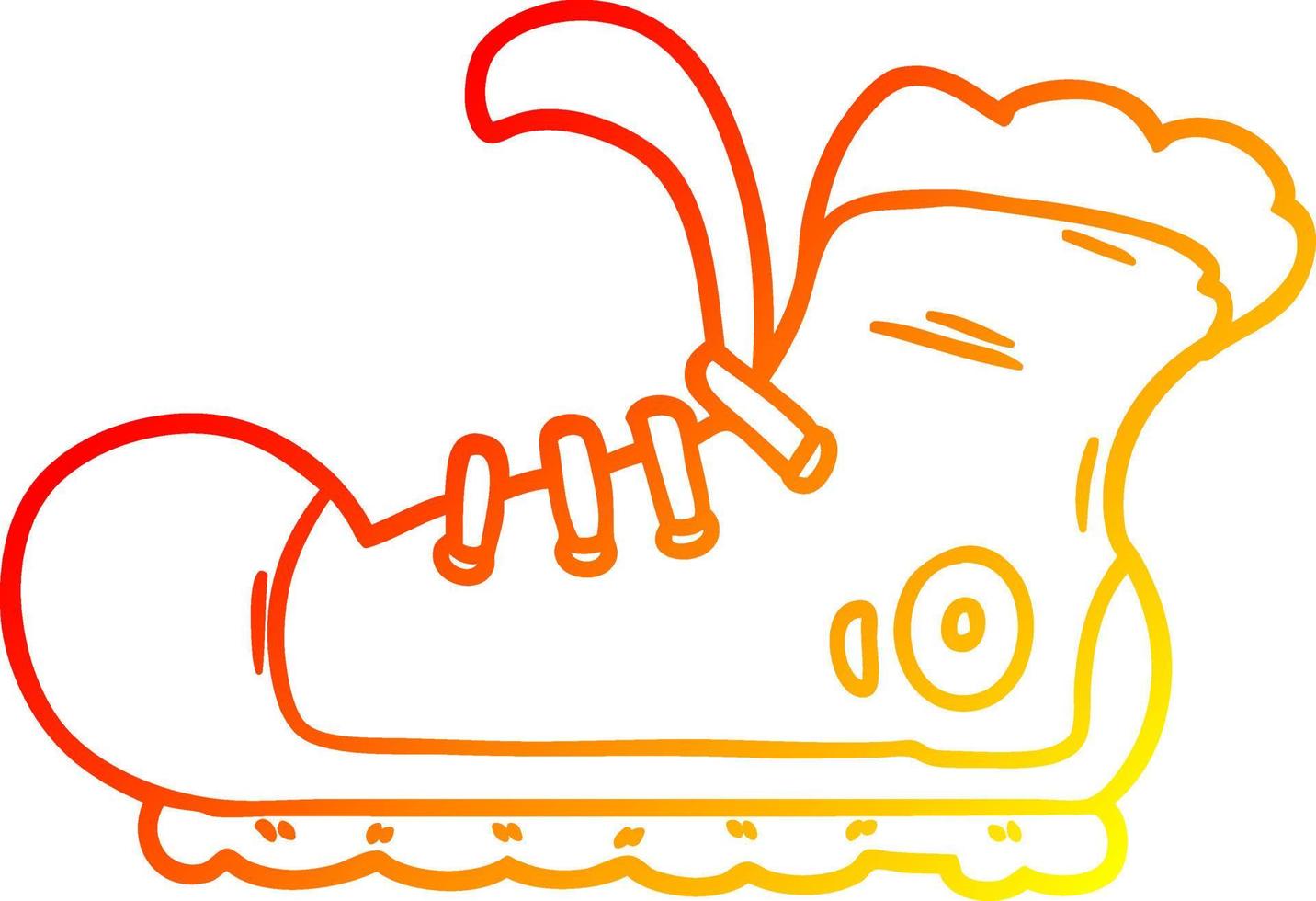 warm gradient line drawing cartoon sneaker vector