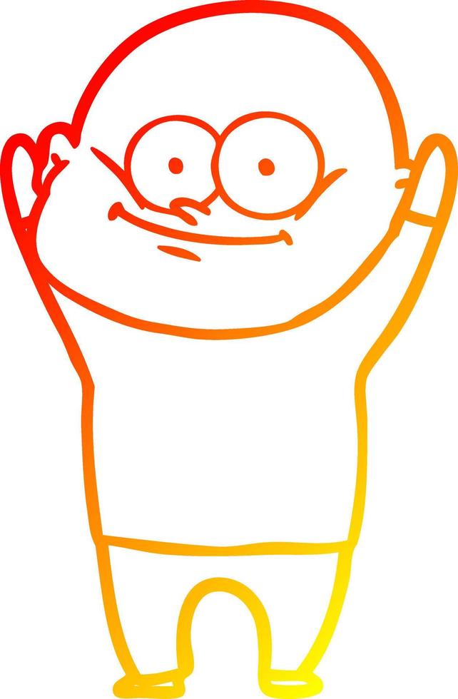 warm gradient line drawing cartoon bald man staring vector