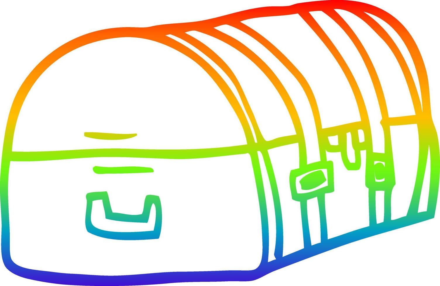 cofre de viaje de dibujos animados de dibujo de línea de degradado de arco iris vector
