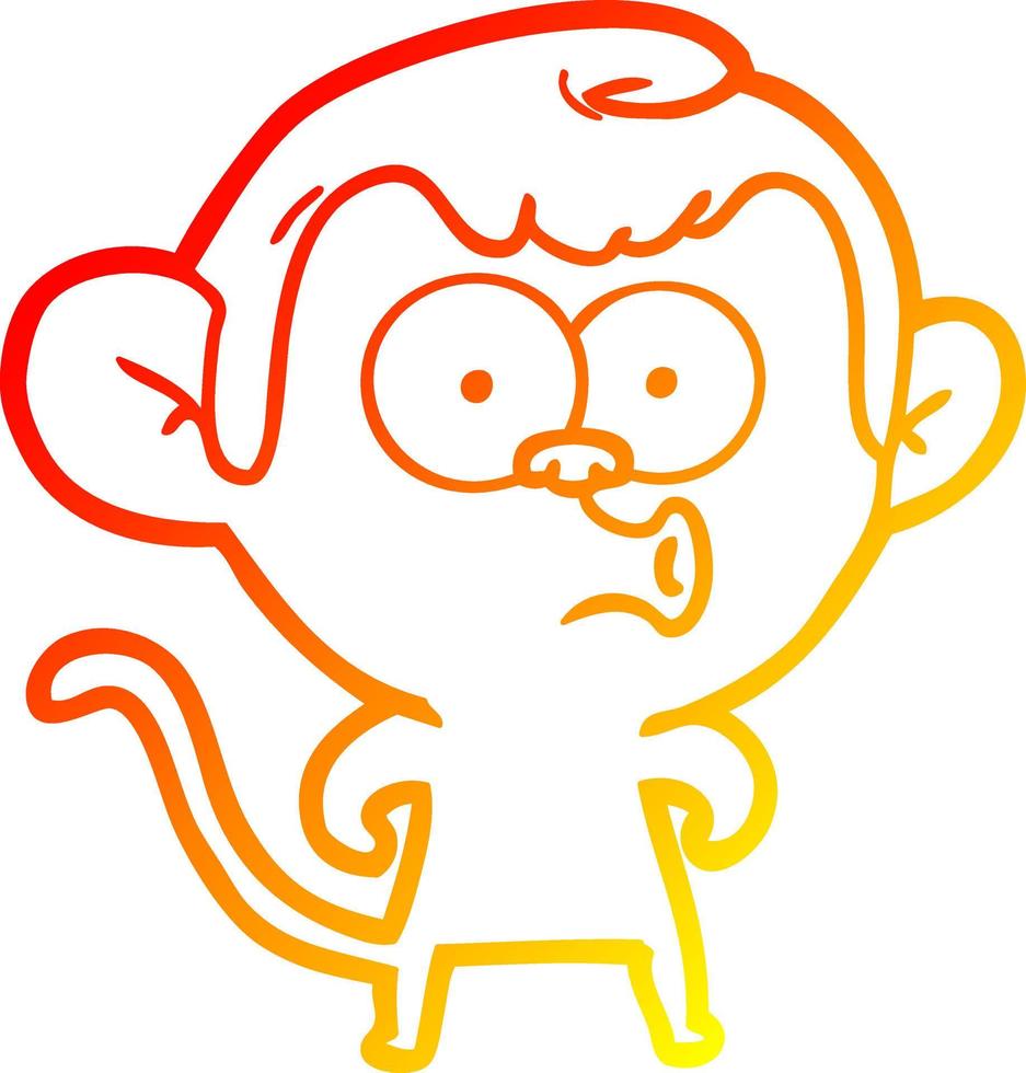 warm gradient line drawing cartoon hooting monkey vector