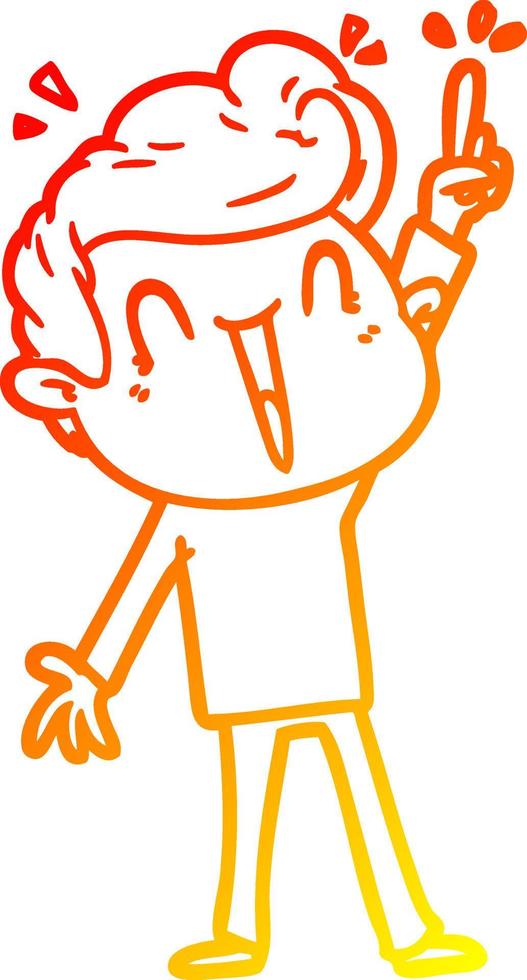 warm gradient line drawing cartoon excited man vector