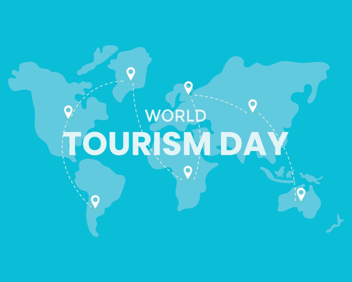 día mundial del turismo con fondo de mapa mundial vector