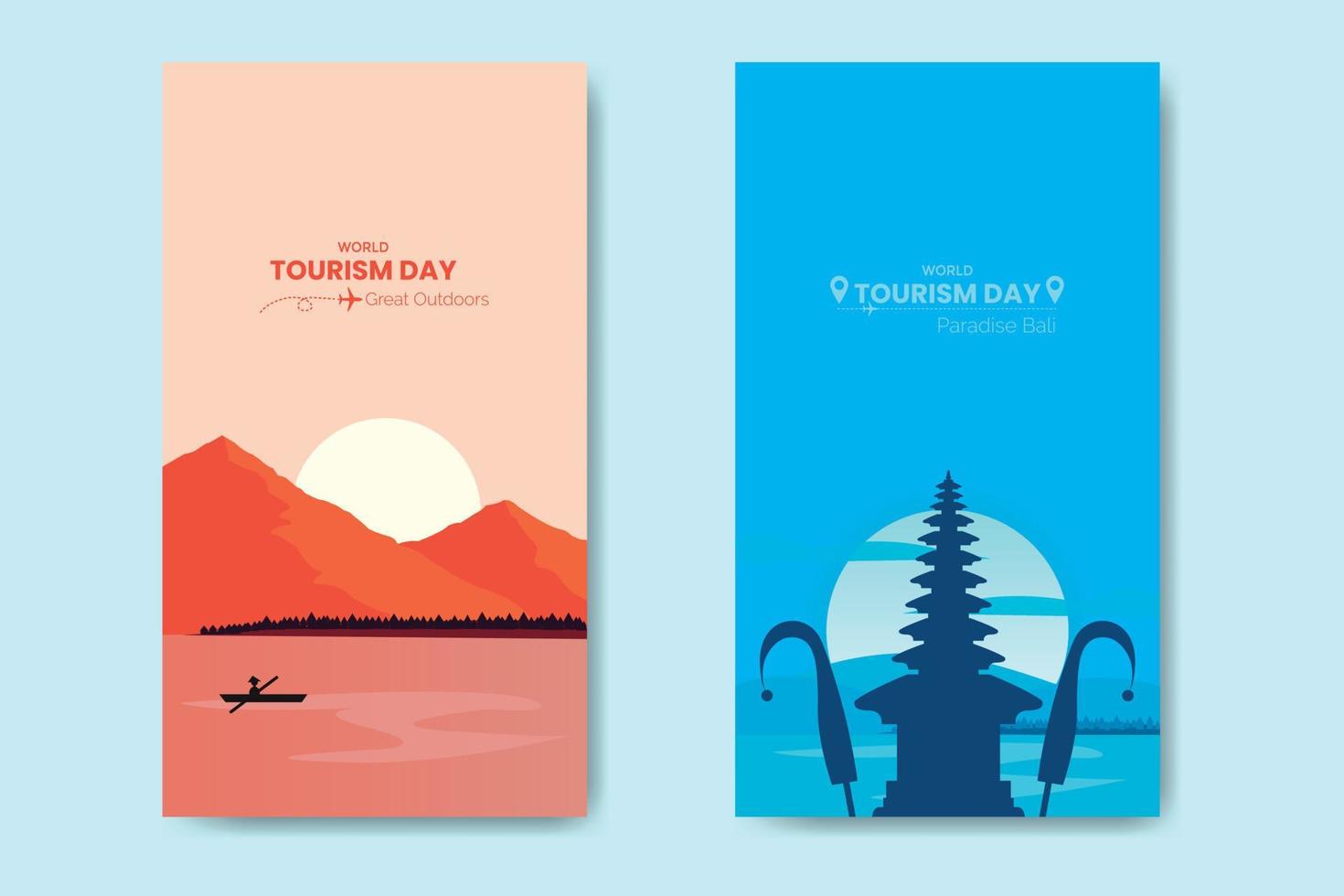 World Tourism Day Bundle Template Nature Landscape Flat vector