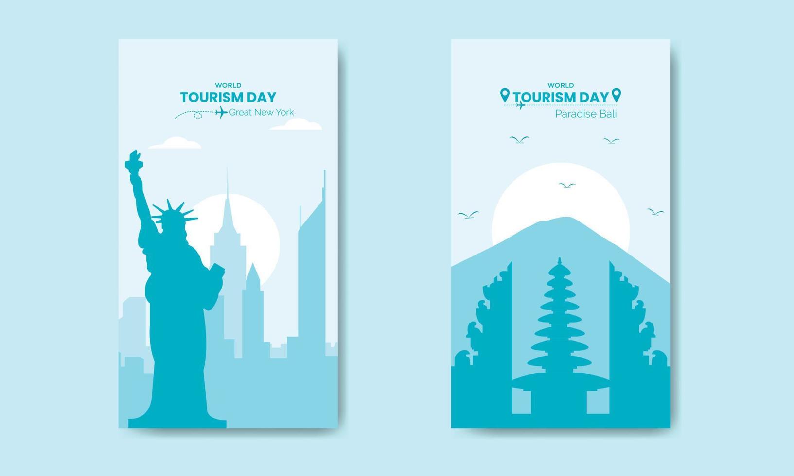 World Tourism Day Bundle Story Template Flat vector