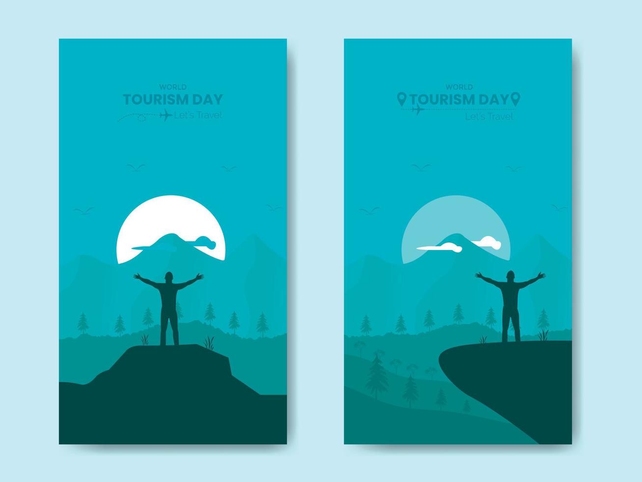 World Tourism Day Flat Landscape Template Bundle vector