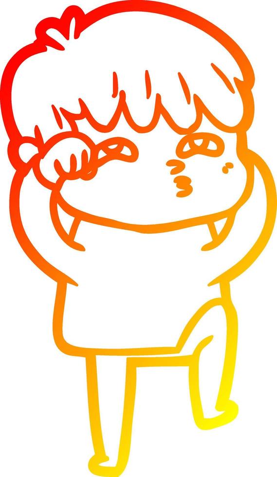 warm gradient line drawing cartoon curious man vector