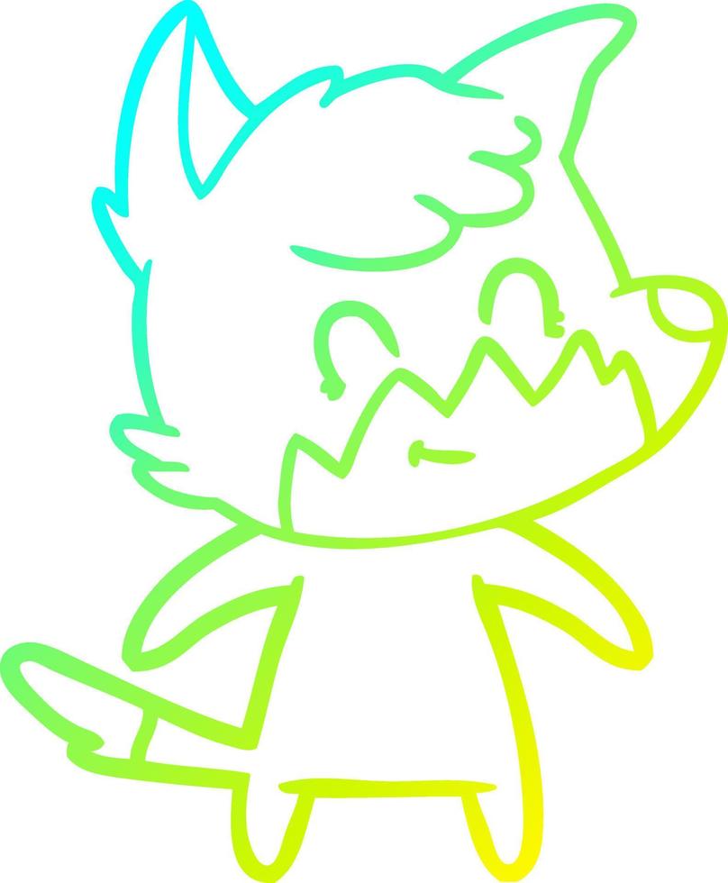 cold gradient line drawing cartoon friendly fox vector