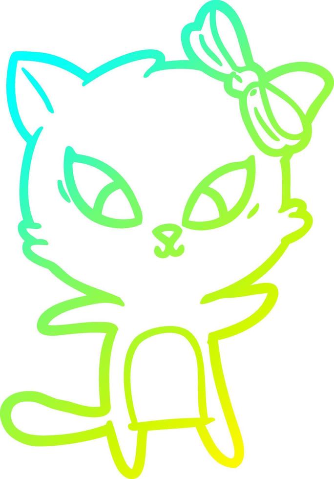 cold gradient line drawing cartoon cat vector