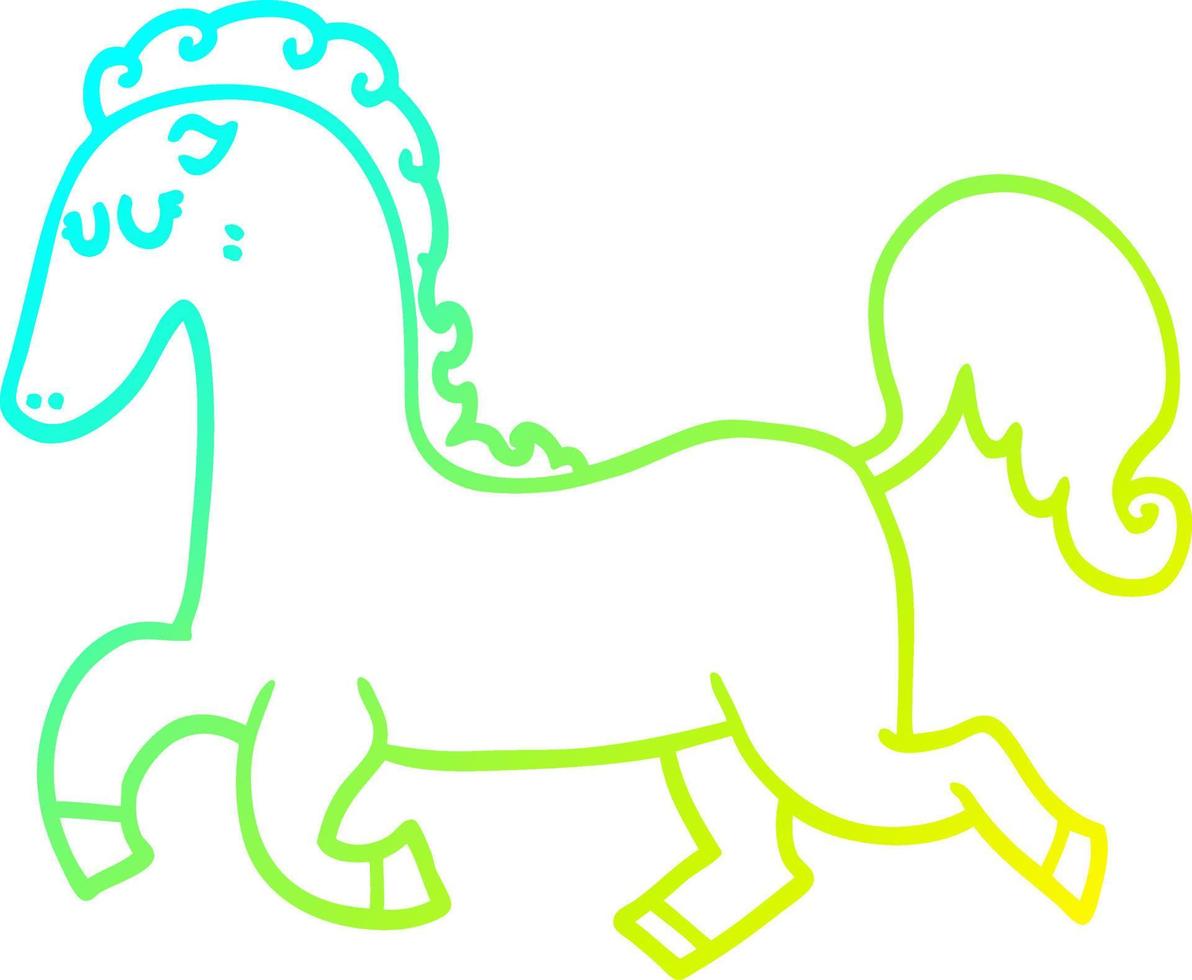 cold gradient line drawing cartoon horse running vector