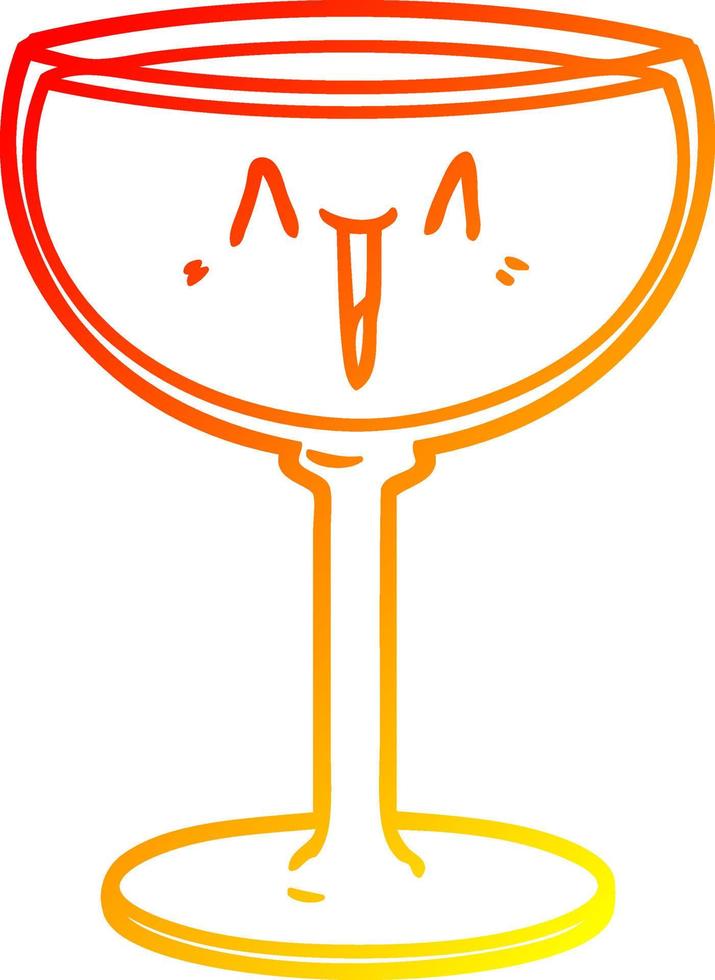 warm gradient line drawing cartoon glass of wine vector